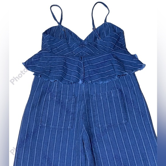 Ettiwa Anthropologie Denim Stripe Wide Leg Zip Back Jumpsuit XS - Picture 6 of 8